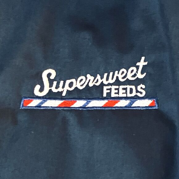 RARE Vtg Swingster Supersweet Feeds Jacket Puffer XXL Blue Winter Farm Ski Y2K - Picture 2 of 16